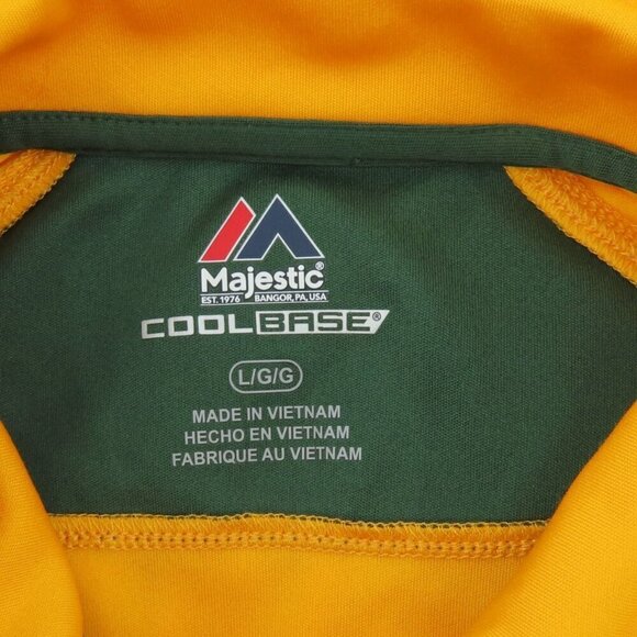 Majestic Mens Large Green Bay Packers Yellow Green Polo Shirt Cool Base Collared - Picture 7 of 10